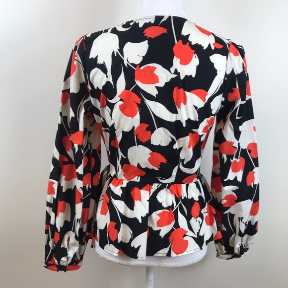 NWT  Floral Long Sleeve Wrapped Top - Picture 3 of 6